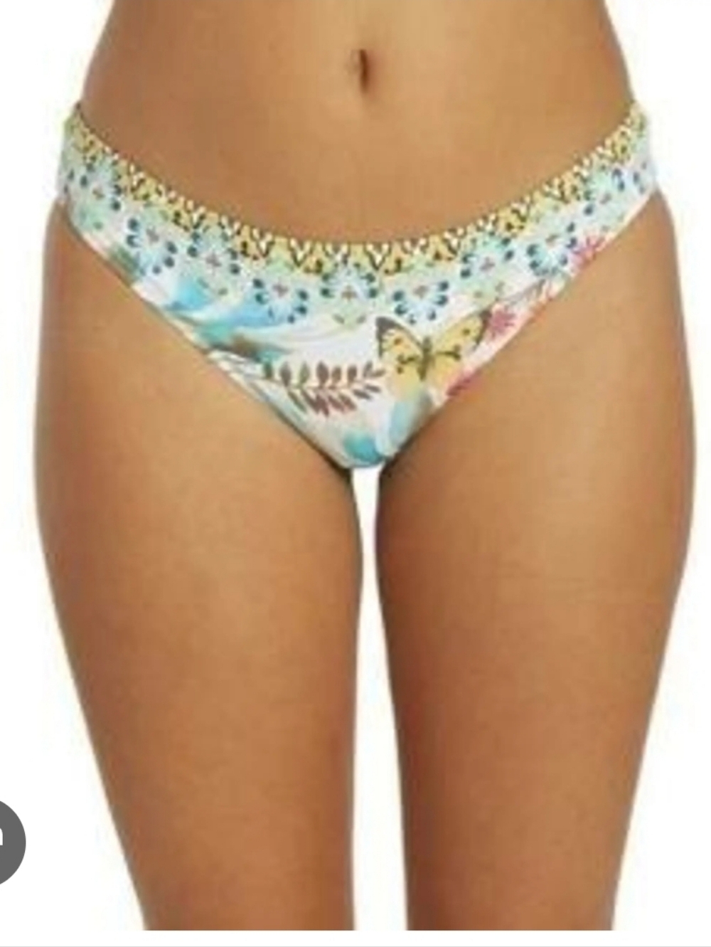 NWT Johnny Was Dreamer Hipster Bikini Bottom White Floral Butterfly Sz M